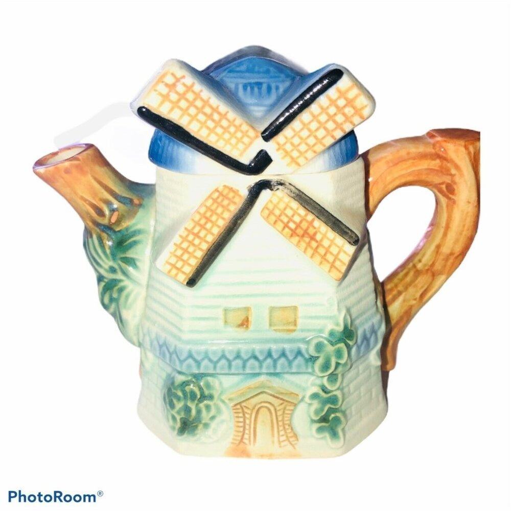 Sakura Windmill House Ceramic Mini One Cup Collectible Teapot - Picture 9 of 11